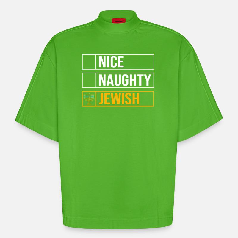 Hanoukka Hanoukka Hanoukka - T-shirt bio épais oversize Boxy fabriqué en UE - Apple Neon