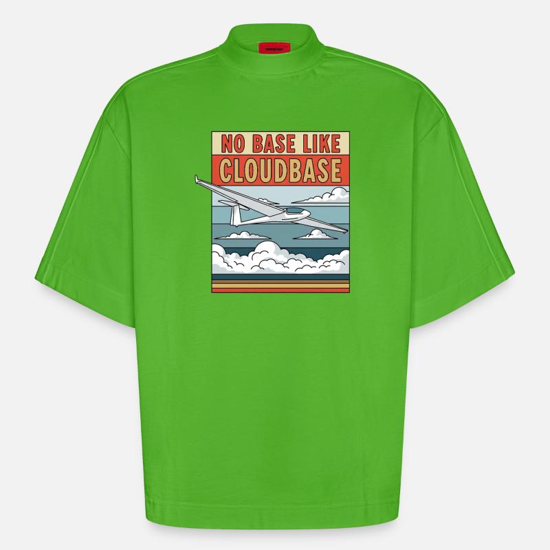 Pas de base comme Cloudbase - T-shirt bio épais oversize Boxy fabriqué en UE - Apple Neon