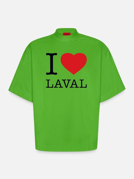 I love Laval - Heavyweight Oversized Organic Boxy T-Shirt Made in EU - Apple Neon