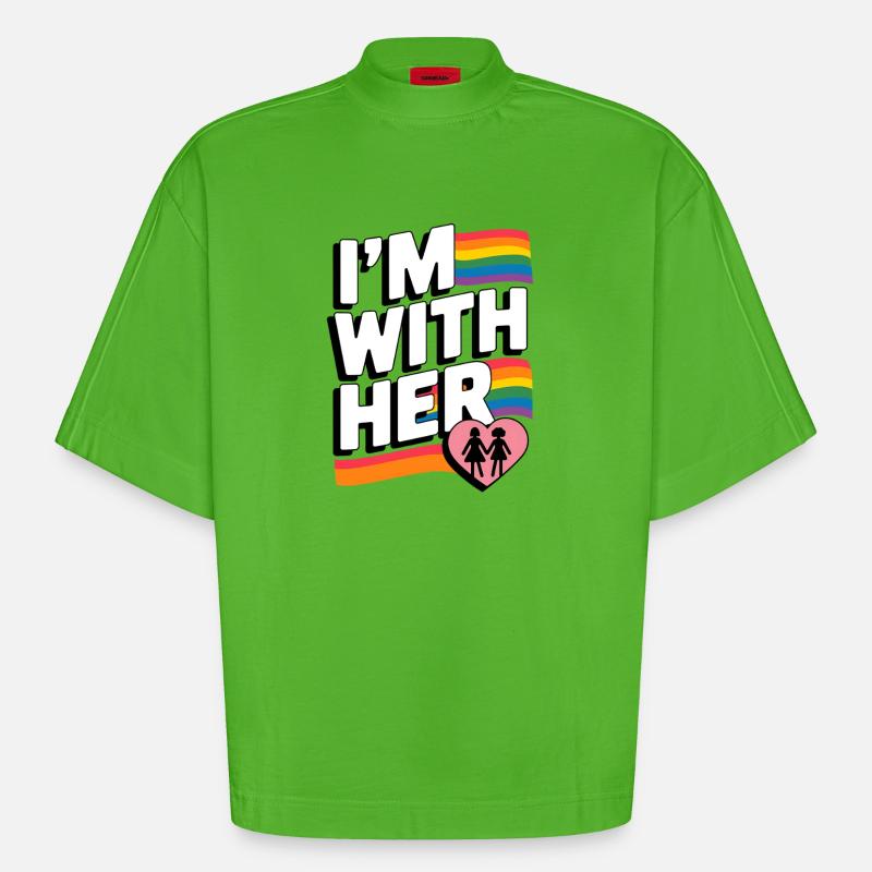 ICH BIN BEI IHR Pride Regenbogen - Heavyweight Oversized Organic Boxy T-Shirt Made in EU - Apple Neon