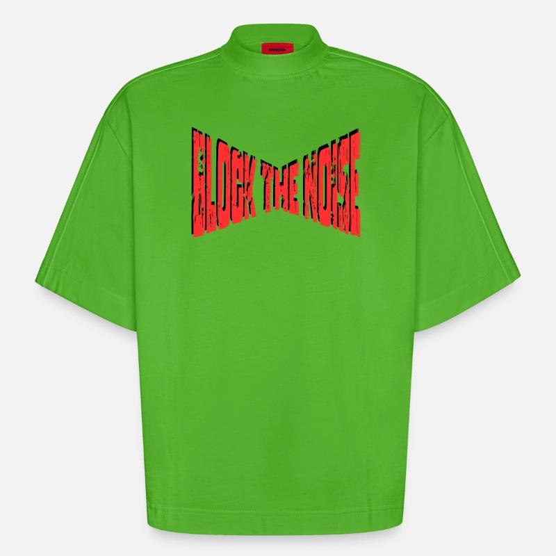 Block The Noise - Statement - Heavyweight Oversized Organic Boxy T-Shirt Made in EU - Apple Neon