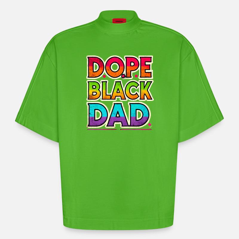 Cooles schwarzes Papa-Regenbogen-Design - Heavyweight Oversized Organic Boxy T-Shirt Made in EU - Apple Neon