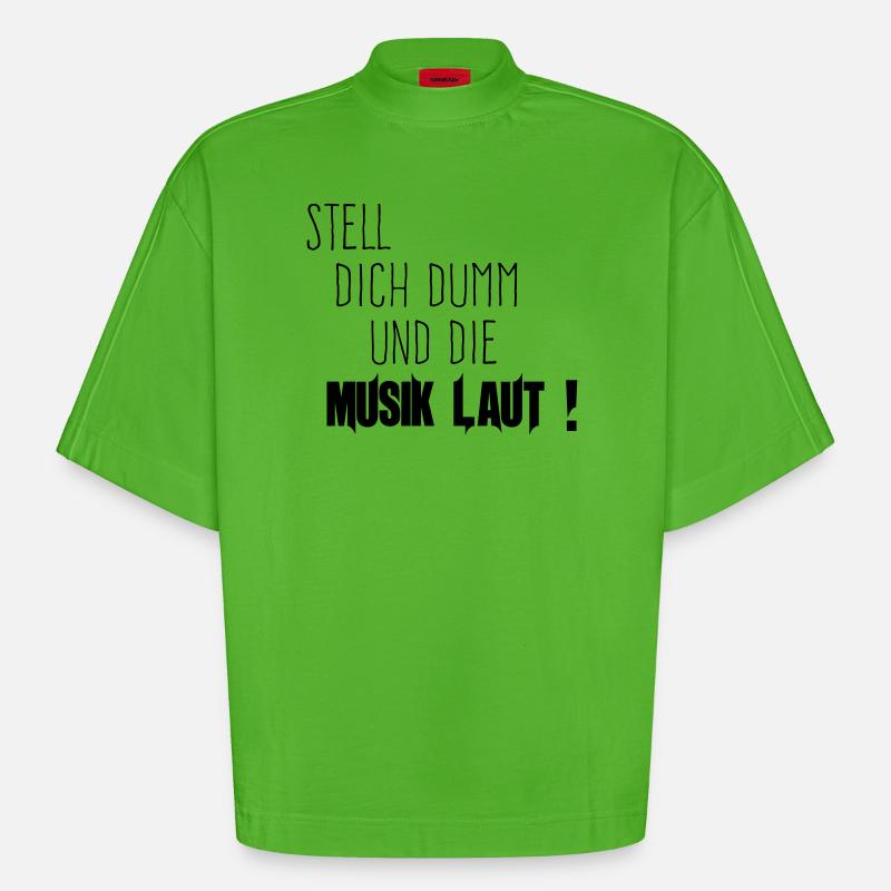Dich Dumm Musik Laut - Heavyweight Oversized Organic Boxy T-Shirt Made in EU - Apple Neon
