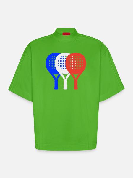 Padel-Frankreich2 - Heavyweight Oversized Organic Boxy T-Shirt Made in EU - Apple Neon