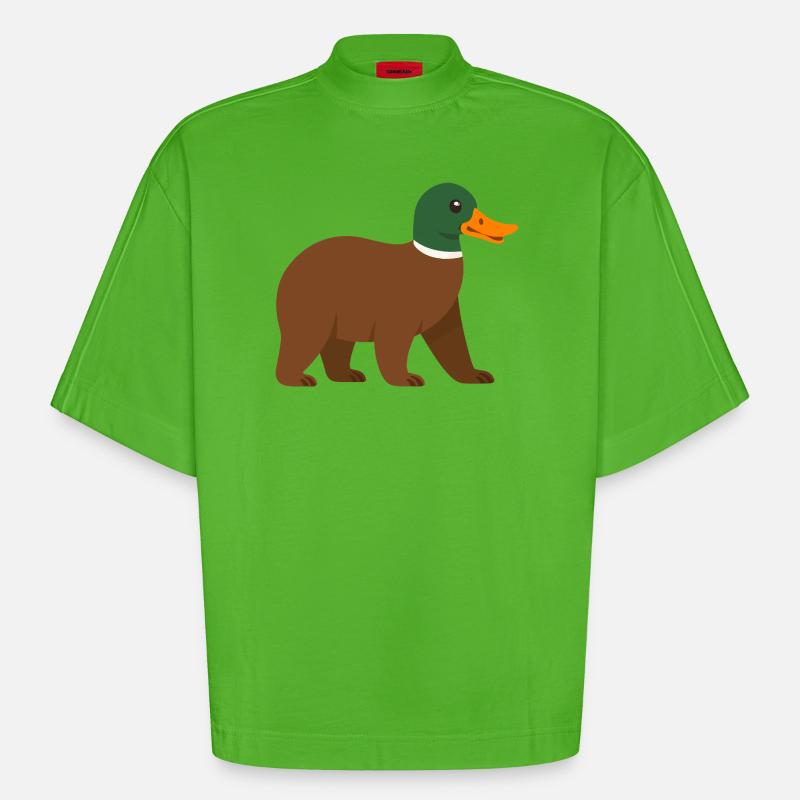 Die Bärente - sie hat einen Schnabel! - Heavyweight Oversized Organic Boxy T-Shirt Made in EU - Apple Neon