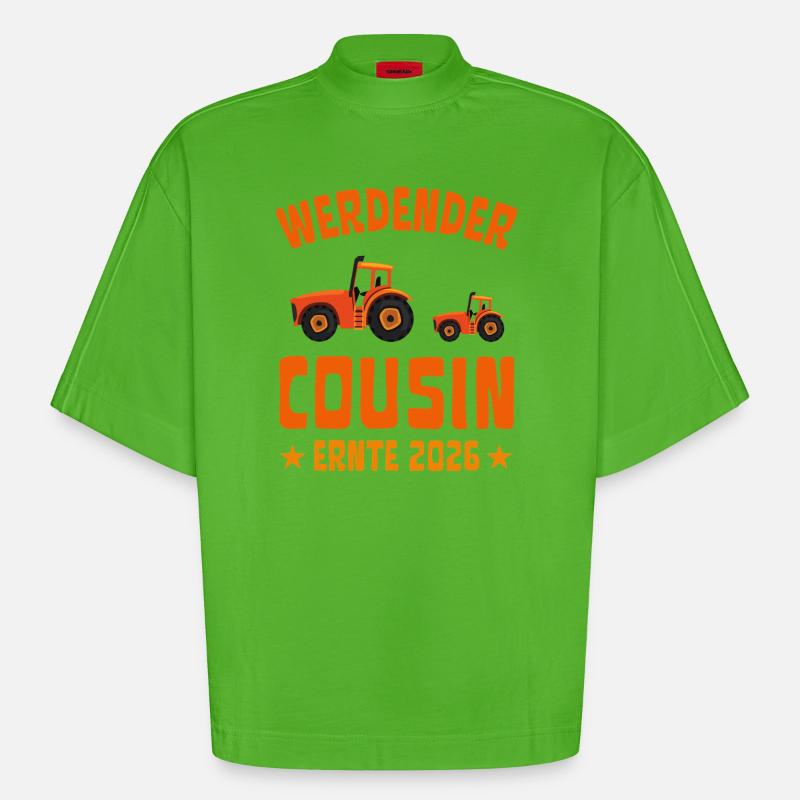 Werdender Cousin Ernte 2026 Traktor - Heavyweight Oversized Organic Boxy T-Shirt Made in EU - Apple Neon