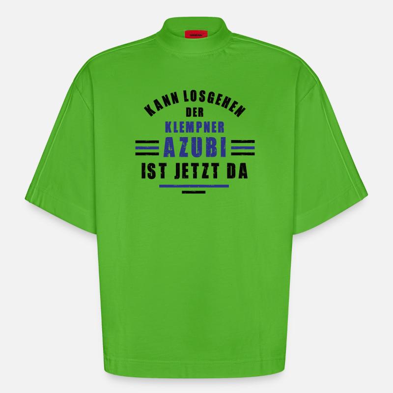 Trainee Plumber Apprenticeship Training Plumber Training - Heavyweight Oversized Organic Boxy T-Shirt Made in EU - Apple Neon