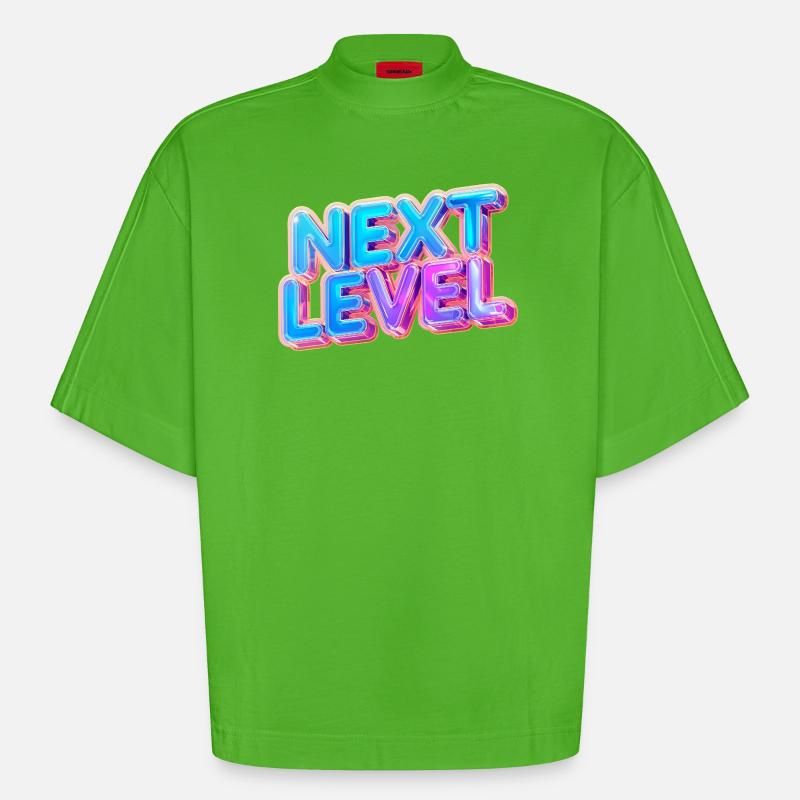 3D-Text der nächsten Stufe – mutiges Verlaufsdesign - Heavyweight Oversized Organic Boxy T-Shirt Made in EU - Apple Neon