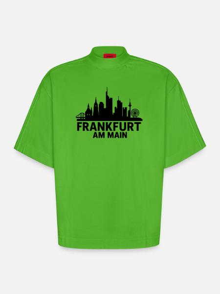 Francfort-sur-le-Main Silhouette - T-shirt bio épais oversize Boxy fabriqué en UE - Apple Neon