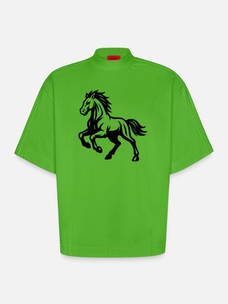 Cheval - T-shirt bio épais oversize Boxy fabriqué en UE - Apple Neon