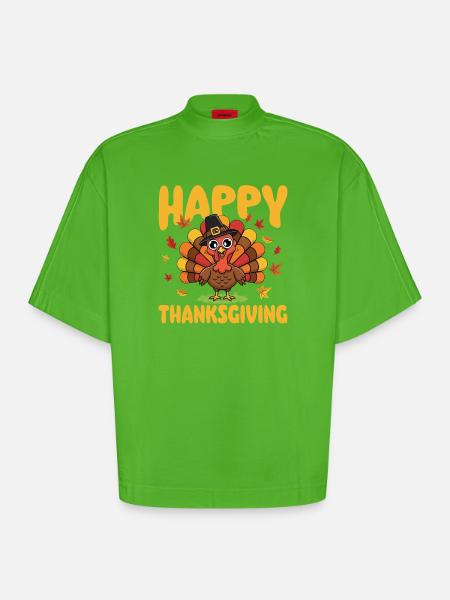 Frohes Thanksgiving Herbst Erntemischung - Heavyweight Oversized Organic Boxy T-Shirt Made in EU - Apple Neon