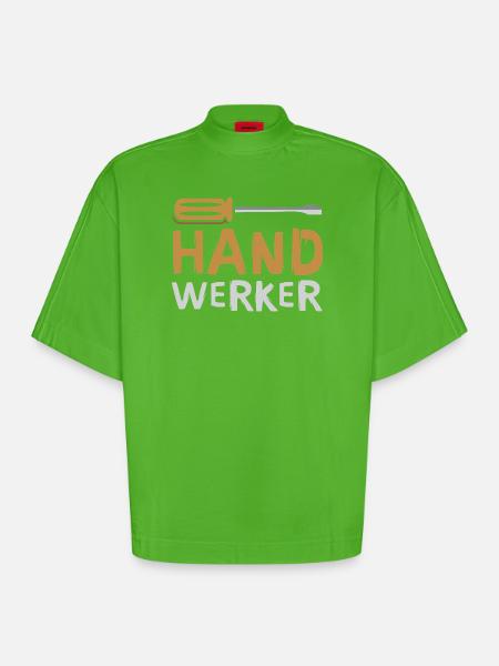 Craftsman lettering with screwdriver - Heavyweight Oversized Organic Boxy T-Shirt Made in EU - Apple Neon