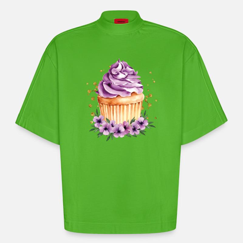 cupcake - Heavyweight Oversized Organic Boxy T-Shirt Made in EU - Apple Neon