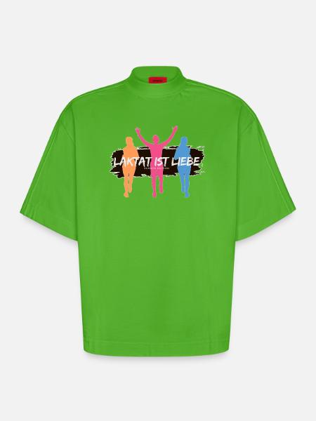Lactate, c’est l’amour – Édition Runner - T-shirt bio épais oversize Boxy fabriqué en UE - Apple Neon