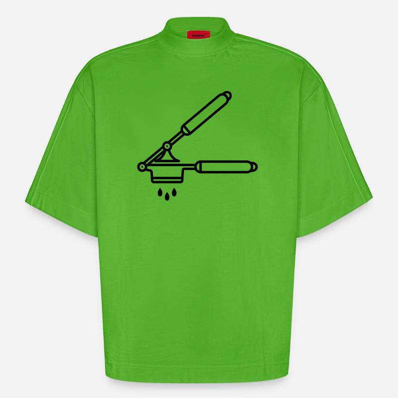 Knoblauch Presse oder Spätzle Presse - Heavyweight Oversized Organic Boxy T-Shirt Made in EU - Apple Neon