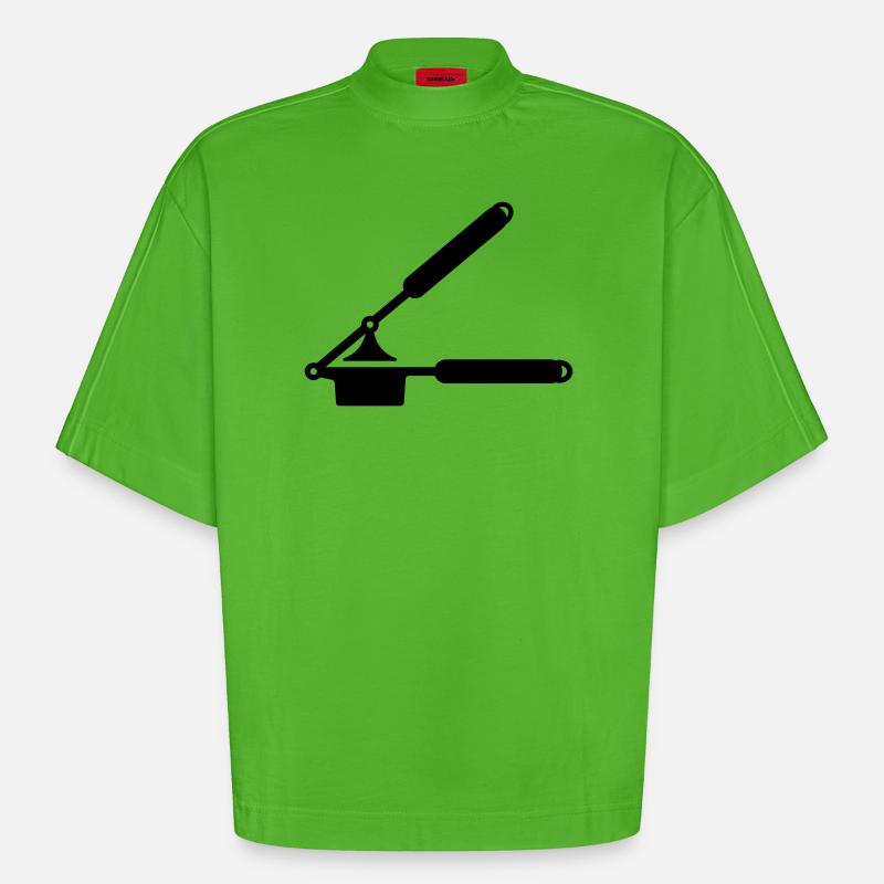 Knoblauch Presse oder Spätzle Presse - Heavyweight Oversized Organic Boxy T-Shirt Made in EU - Apple Neon