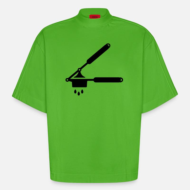 Knoblauch Presse oder Spätzle Presse - Heavyweight Oversized Organic Boxy T-Shirt Made in EU - Apple Neon