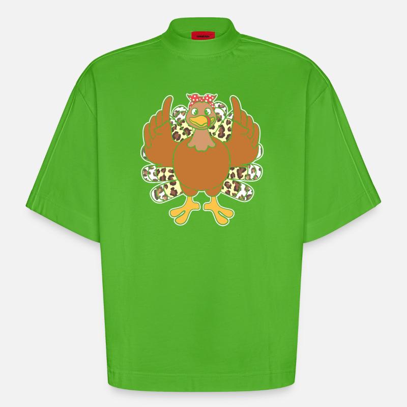 Thanksgiving Mama Mutter Oma Großmutter - Heavyweight Oversized Organic Boxy T-Shirt Made in EU - Apple Neon