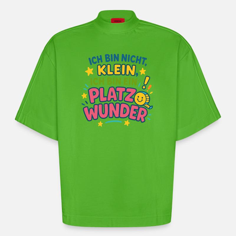 Ich bin ein Platzwunder Spruch - Heavyweight Oversized Organic Boxy T-Shirt Made in EU - Apple Neon