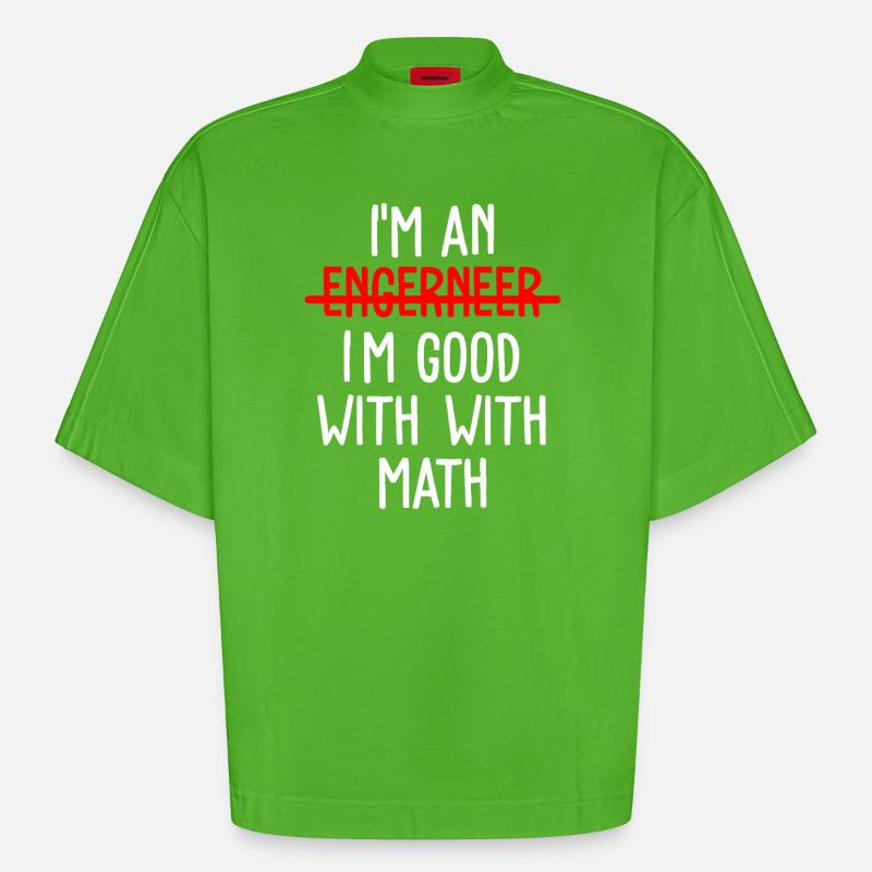 Math Math Math Teacher Mathematician - Heavyweight Oversized Organic Boxy T-Shirt Made in EU - Apple Neon