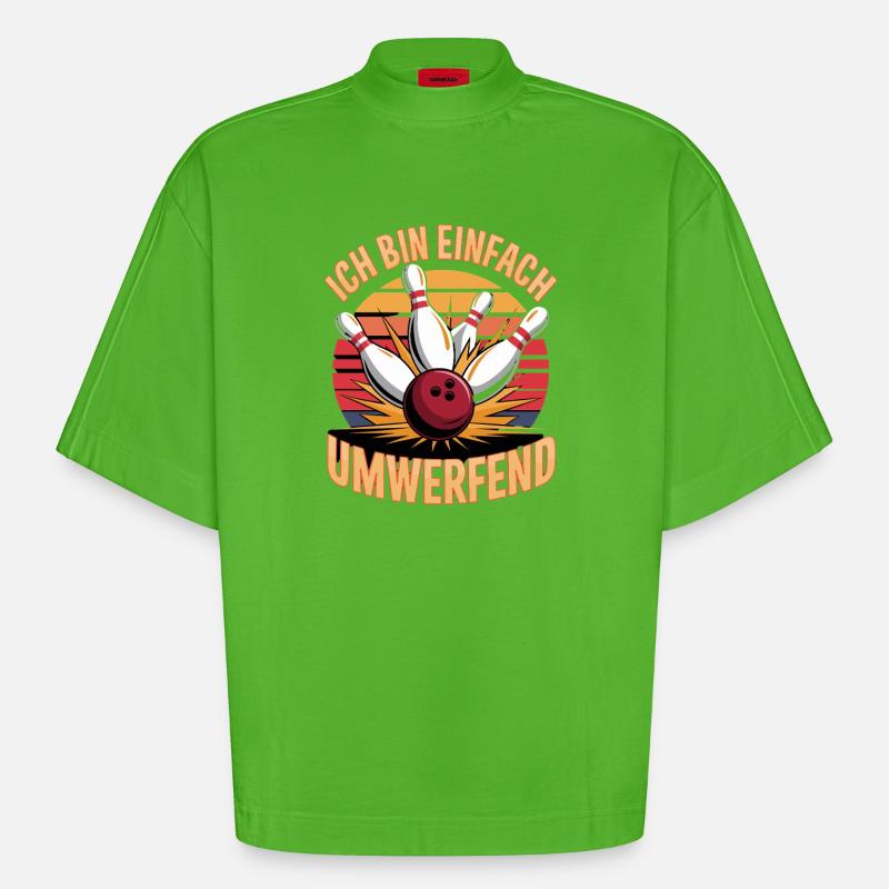 Ich Bin Einfach Umwerfend Bowling Spaß - Heavyweight Oversized Organic Boxy T-Shirt Made in EU - Apple Neon