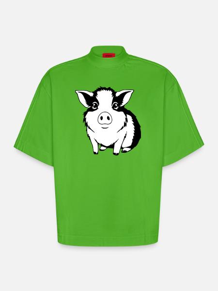 Guinea Pig T-shirt Gift - Heavyweight Oversized Organic Boxy T-Shirt Made in EU - Apple Neon