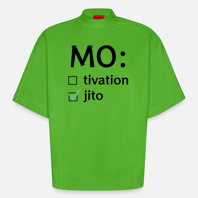 Motivation oder Mojito - Heavyweight Oversized Organic Boxy T-Shirt Made in EU - Apple Neon