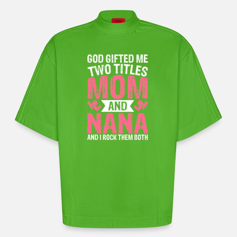 Oma Mama Geschenk Weihnachtsgeschenke Großmutter - Heavyweight Oversized Organic Boxy T-Shirt Made in EU - Apple Neon