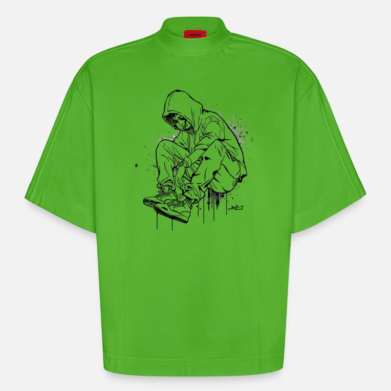 Silhouette Kapuzenpullover Graffiti - Heavyweight Oversized Organic Boxy T-Shirt Made in EU - Apple Neon