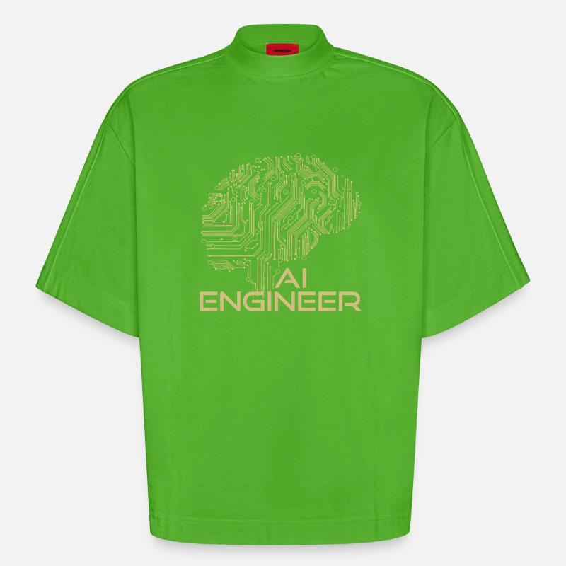 AI Engineer – Artificial Intelligence & Technology - Heavyweight Oversized Organic Boxy T-Shirt Made in EU - Apple Neon