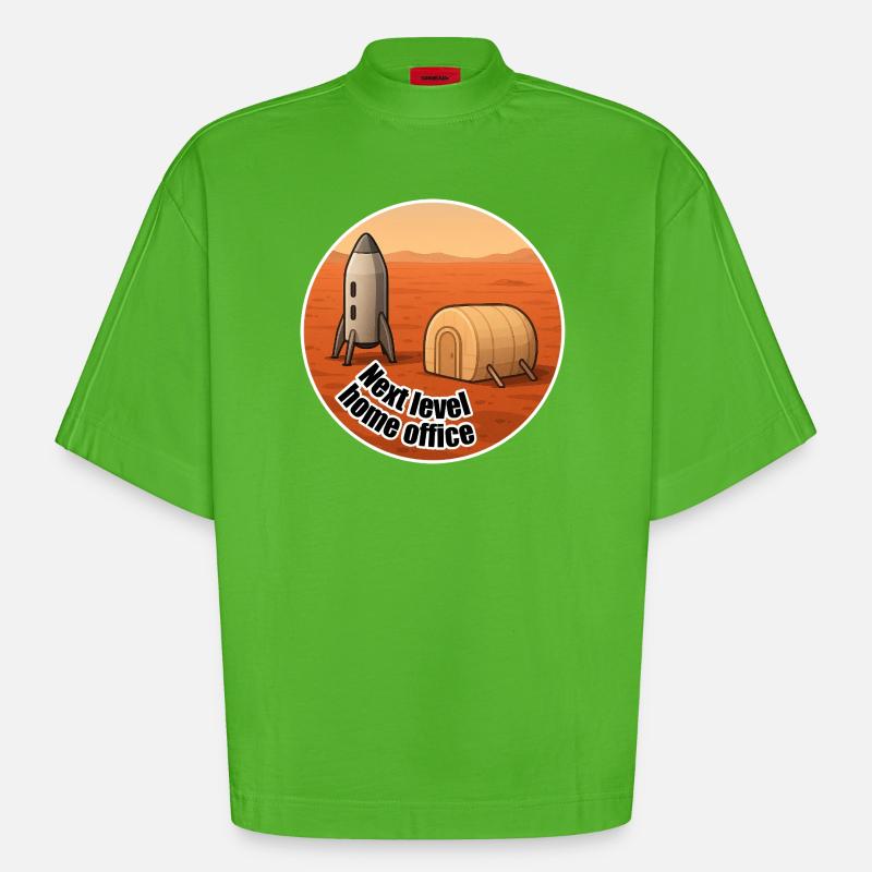 Mars Next Level Home Office - Heavyweight Oversized Organic Boxy T-Shirt Made in EU - Apple Neon