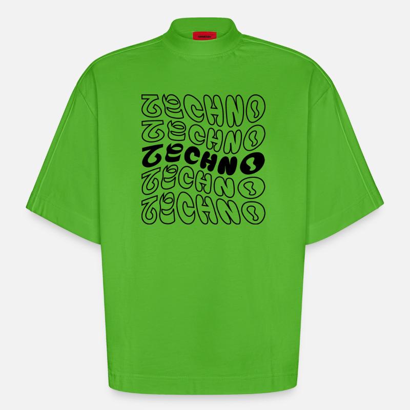 Conception de logo Techno wavy. - T-shirt bio épais oversize Boxy fabriqué en UE - Apple Neon