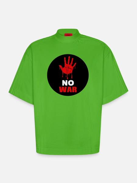 No War - T-shirt bio épais oversize Boxy fabriqué en UE - Apple Neon
