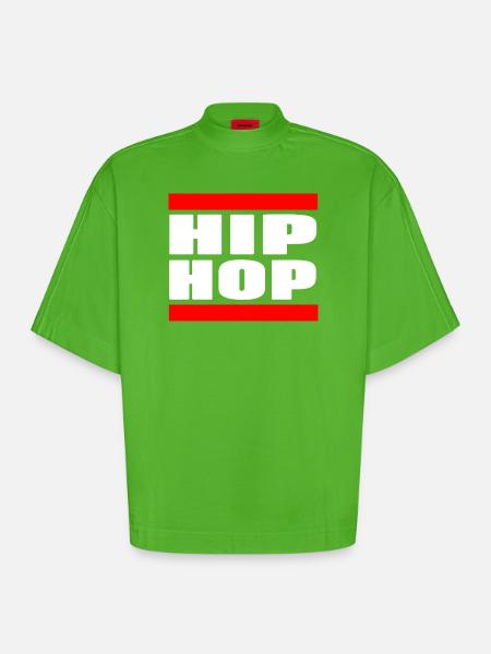 Beat Flow Culture Urban Sound Expression - Heavyweight Oversized Organic Boxy T-Shirt Made in EU - Apple Neon