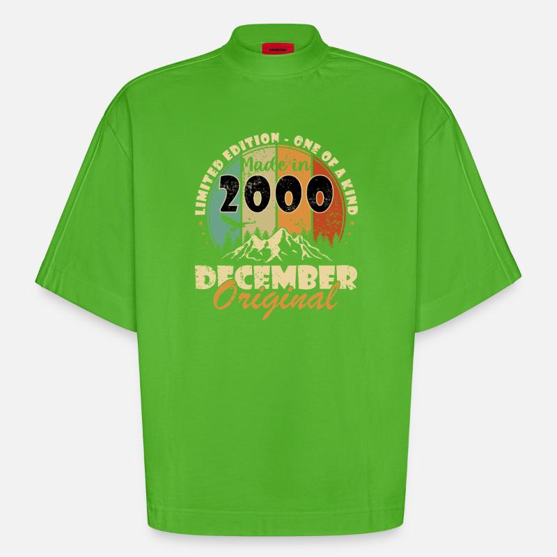 Dezember 2000 Jubiläum 2000 Dezember - Heavyweight Oversized Organic Boxy T-Shirt Made in EU - Apple Neon