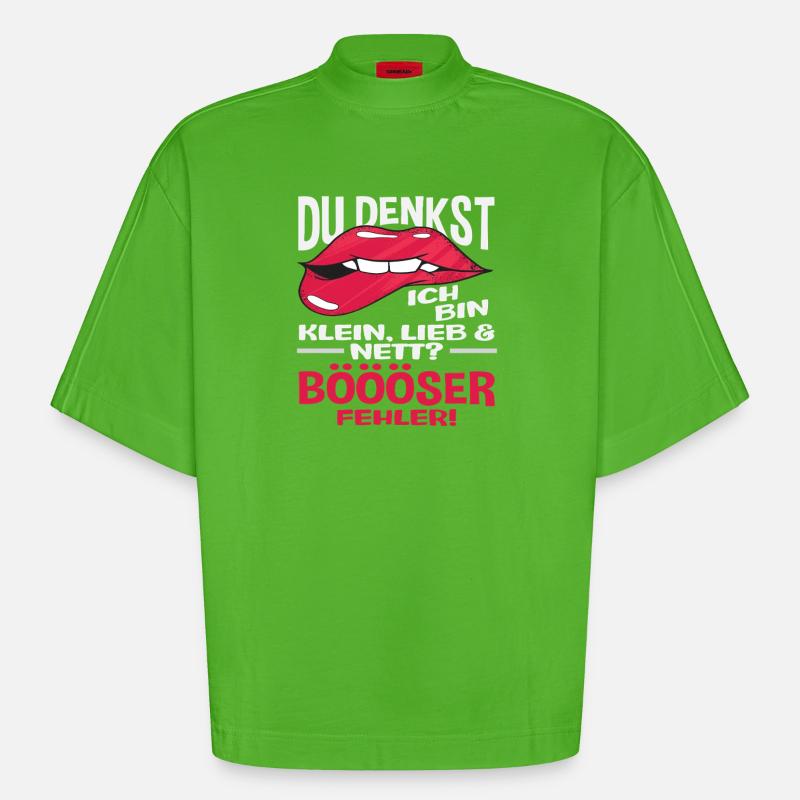 Böser Fehler Lippe Spruch Geschenk - Heavyweight Oversized Organic Boxy T-Shirt Made in EU - Apple Neon