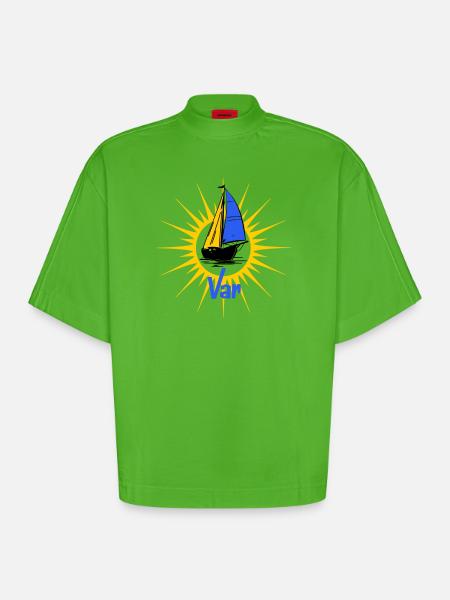 Segelboot Soleil Var - Heavyweight Oversized Organic Boxy T-Shirt Made in EU - Apple Neon