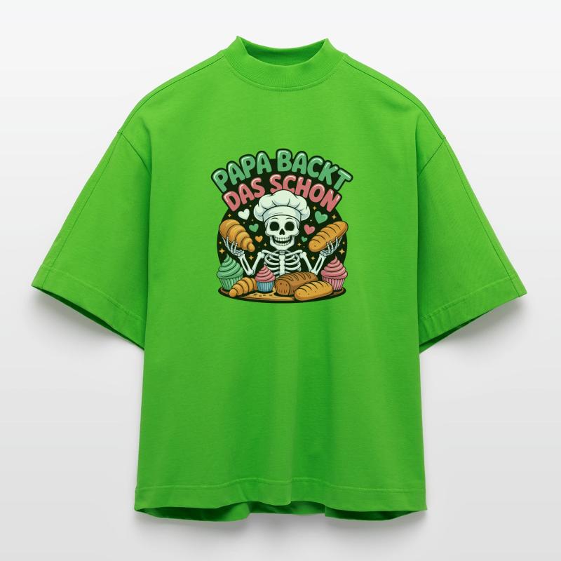 Daddy bakes this nice skeleton chef Heavyweight Oversized Organic Boxy T-Shirt Made in EU