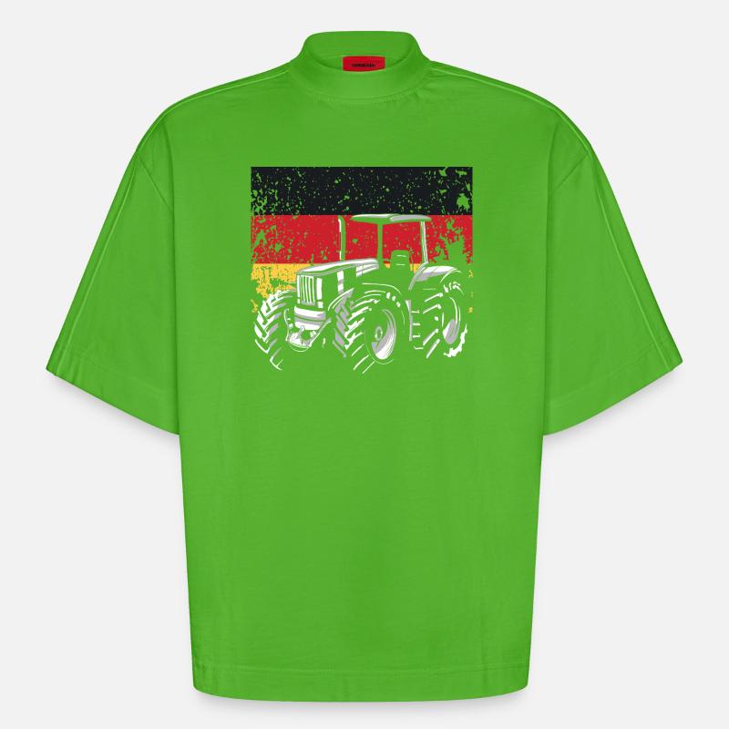 Traktorfahrer Deutschland Traktor Bauernhof - Heavyweight Oversized Organic Boxy T-Shirt Made in EU - Apple Neon