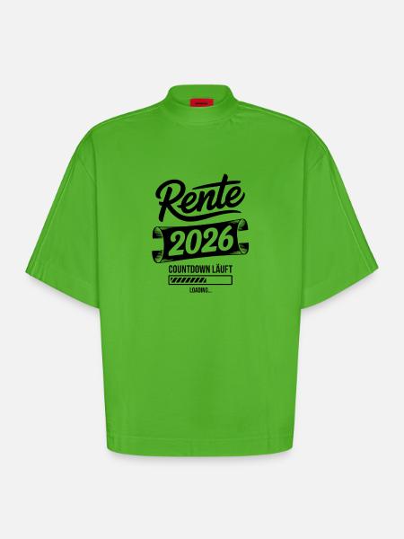 Pension 2026 Countdown Chart - Heavyweight Oversized Organic Boxy T-Shirt Made in EU - Apple Neon