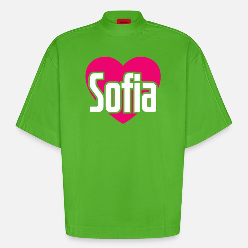 J’aime Sofia Coeur rose J’aime Sofia - T-shirt bio épais oversize Boxy fabriqué en UE - Apple Neon