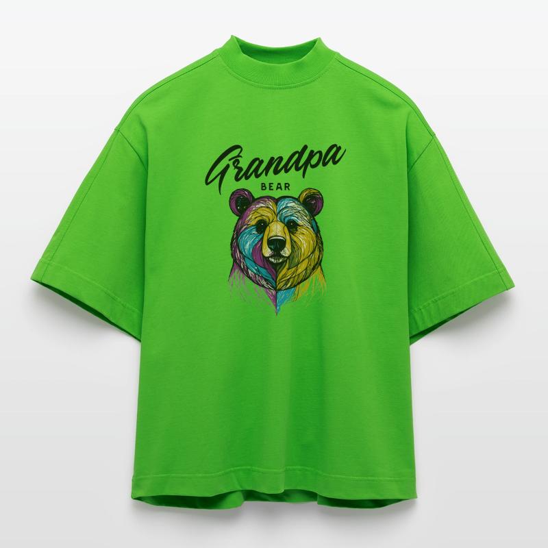 Rainbow Bear Split Opa Bär Heavyweight Oversized Organic Boxy T-Shirt Made in EU