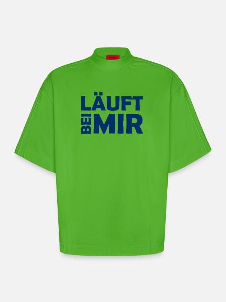 Runs with me - Cool saying - Running - Heavyweight Oversized Organic Boxy T-Shirt Made in EU - Apple Neon