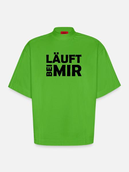 Runs with me - Cool saying - Running - Heavyweight Oversized Organic Boxy T-Shirt Made in EU - Apple Neon