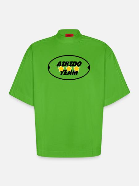 Aïkido Team - T-shirt bio épais oversize Boxy fabriqué en UE - Apple Neon