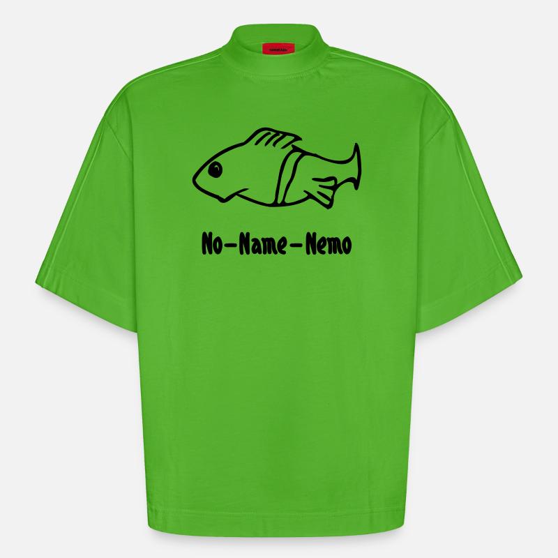 Fish without a name - Heavyweight Oversized Organic Boxy T-Shirt Made in EU - Apple Neon