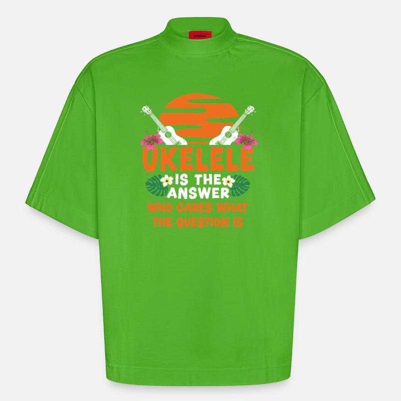 Ukulélé hawaïen ukélé ukulélé est - T-shirt bio épais oversize Boxy fabriqué en UE - Apple Neon