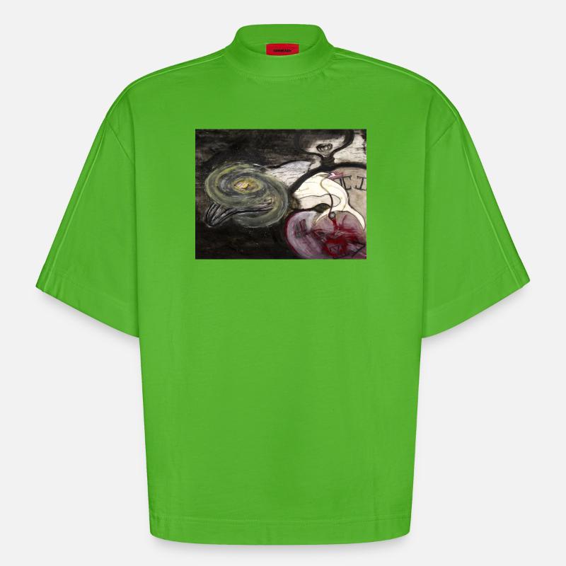 Evolutionary Clock - Heavyweight Oversized Organic Boxy T-Shirt Made in EU - Apple Neon