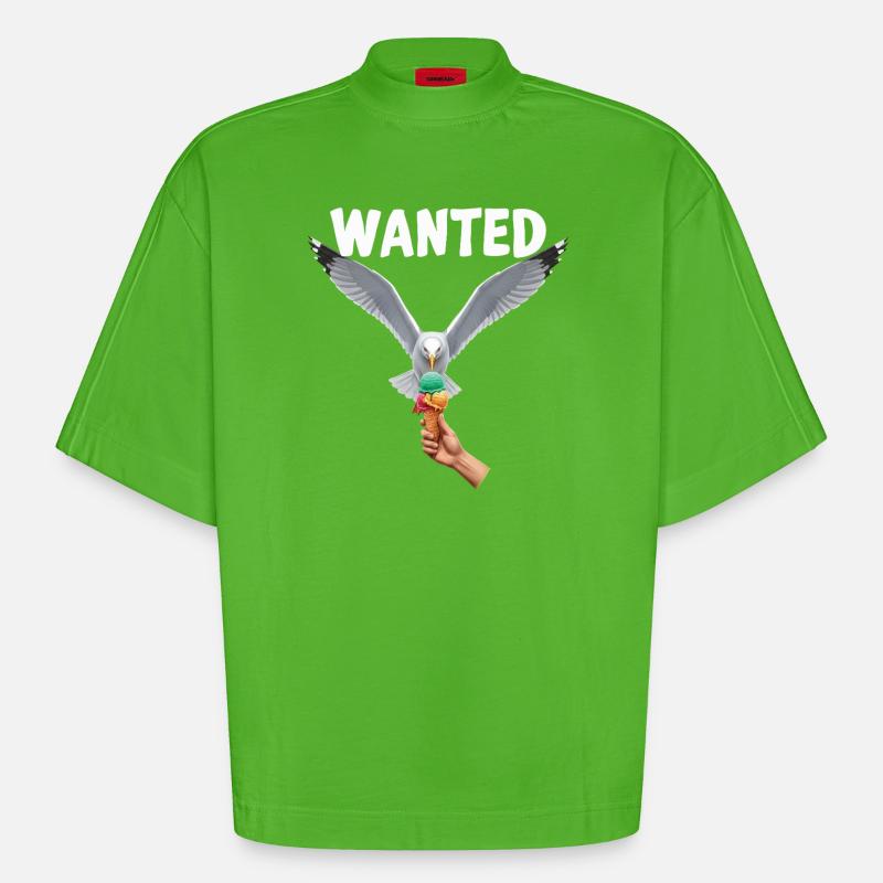 Gesucht Möwe Eiscreme Abenteuer - T-shirt bio épais oversize Boxy fabriqué en UE - Apple Neon