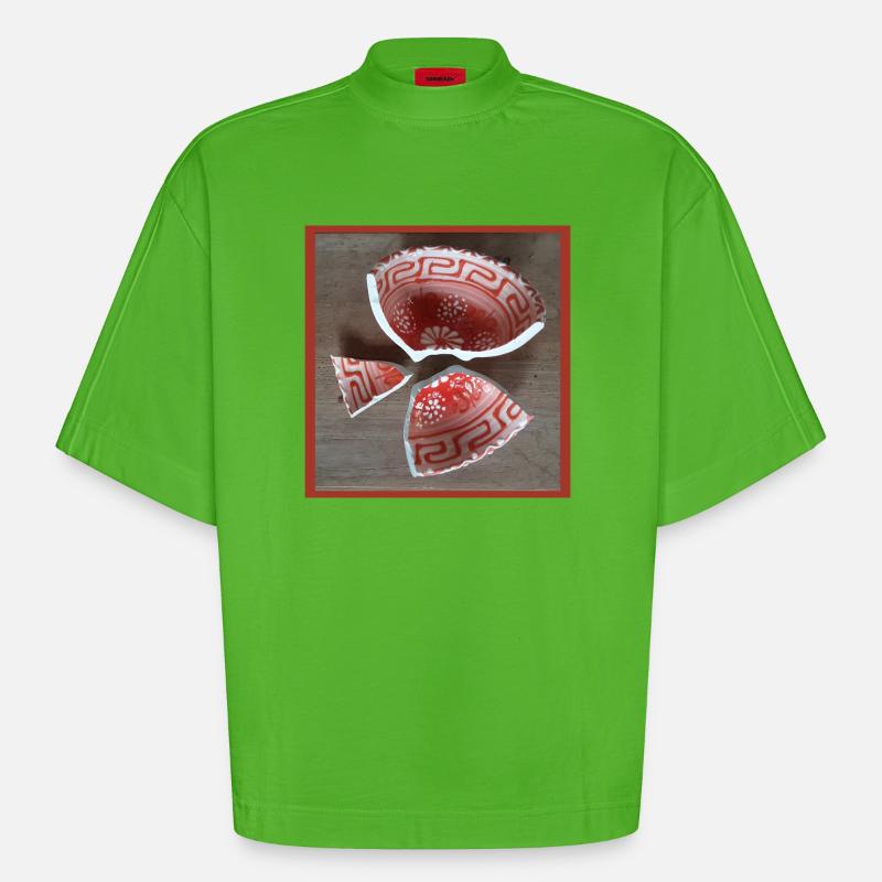 Broken Shell Patterning - Heavyweight Oversized Organic Boxy T-Shirt Made in EU - Apple Neon